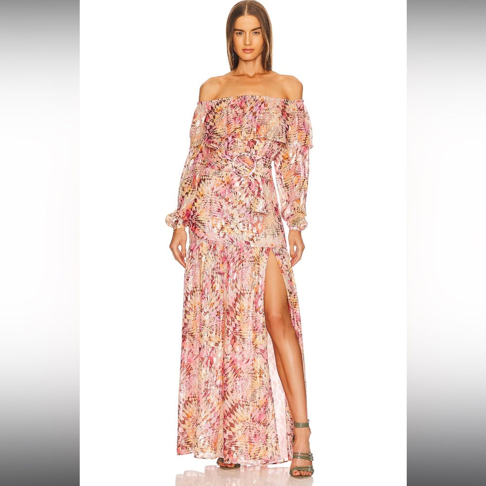 DUNDAS X Revolve Pink Off-Shoulder Maxi Dress